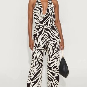 Black and White Zebra Print Pants Set